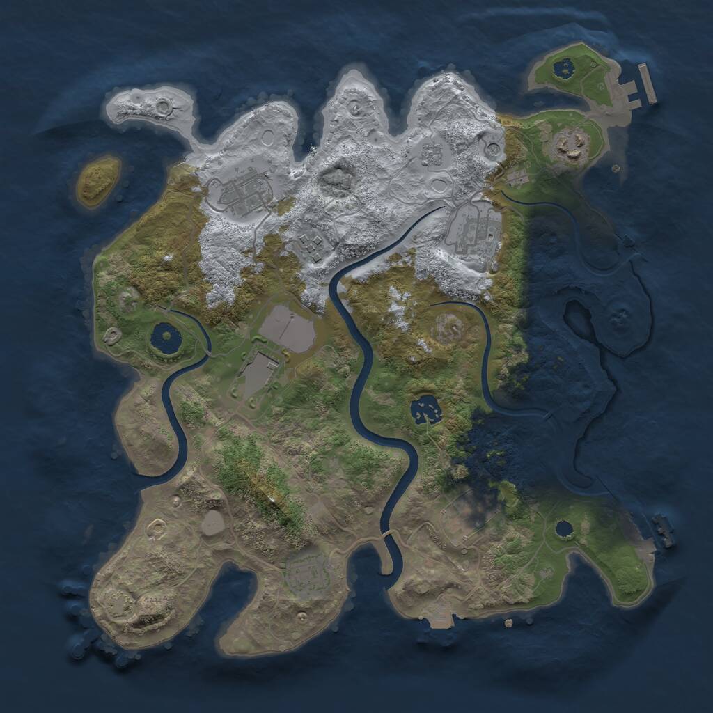 Rust Map: Procedural Map, Size: 3500, Seed: 187266, 14 Monuments