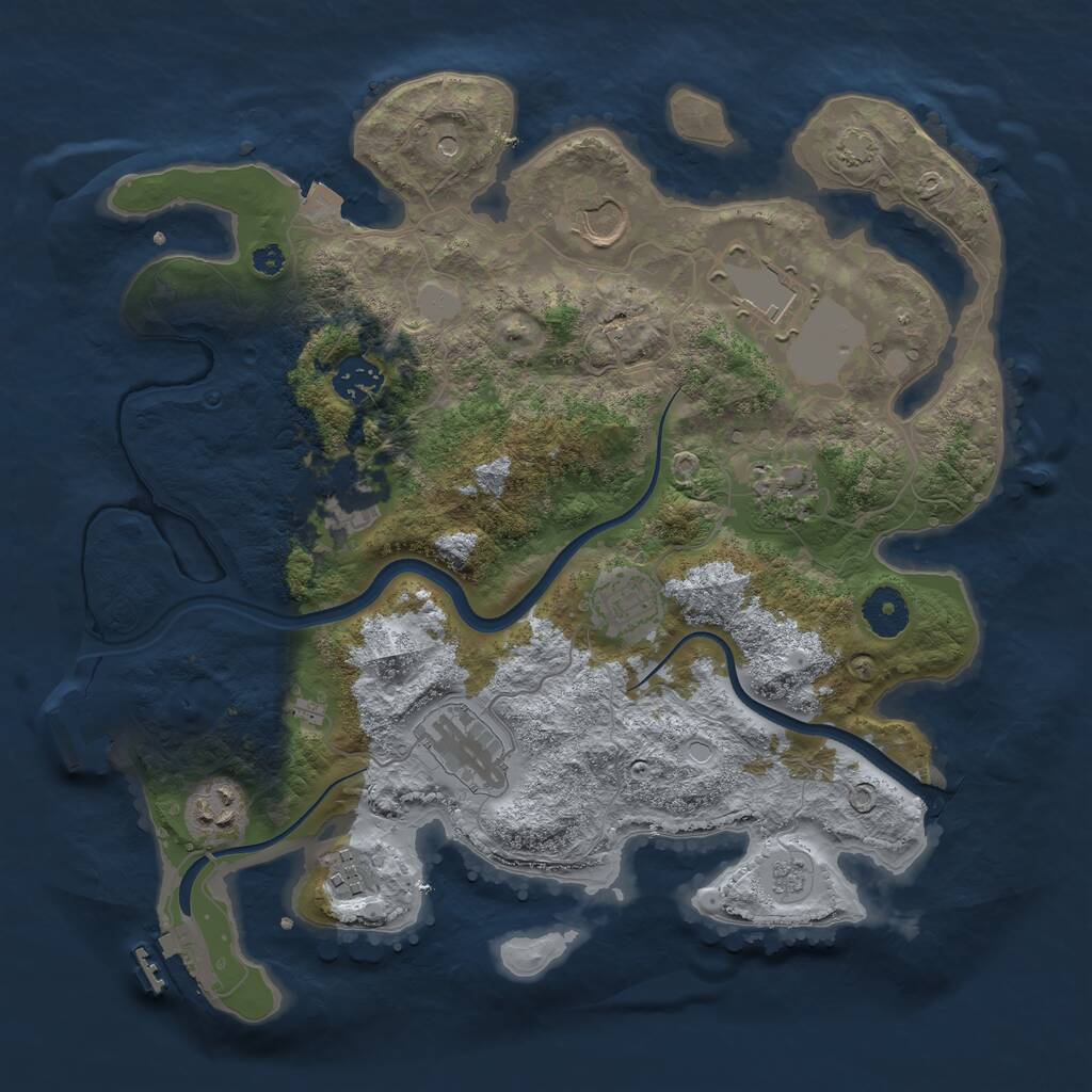 Rust Map: Procedural Map, Size: 3500, Seed: 1398503466, 15 Monuments