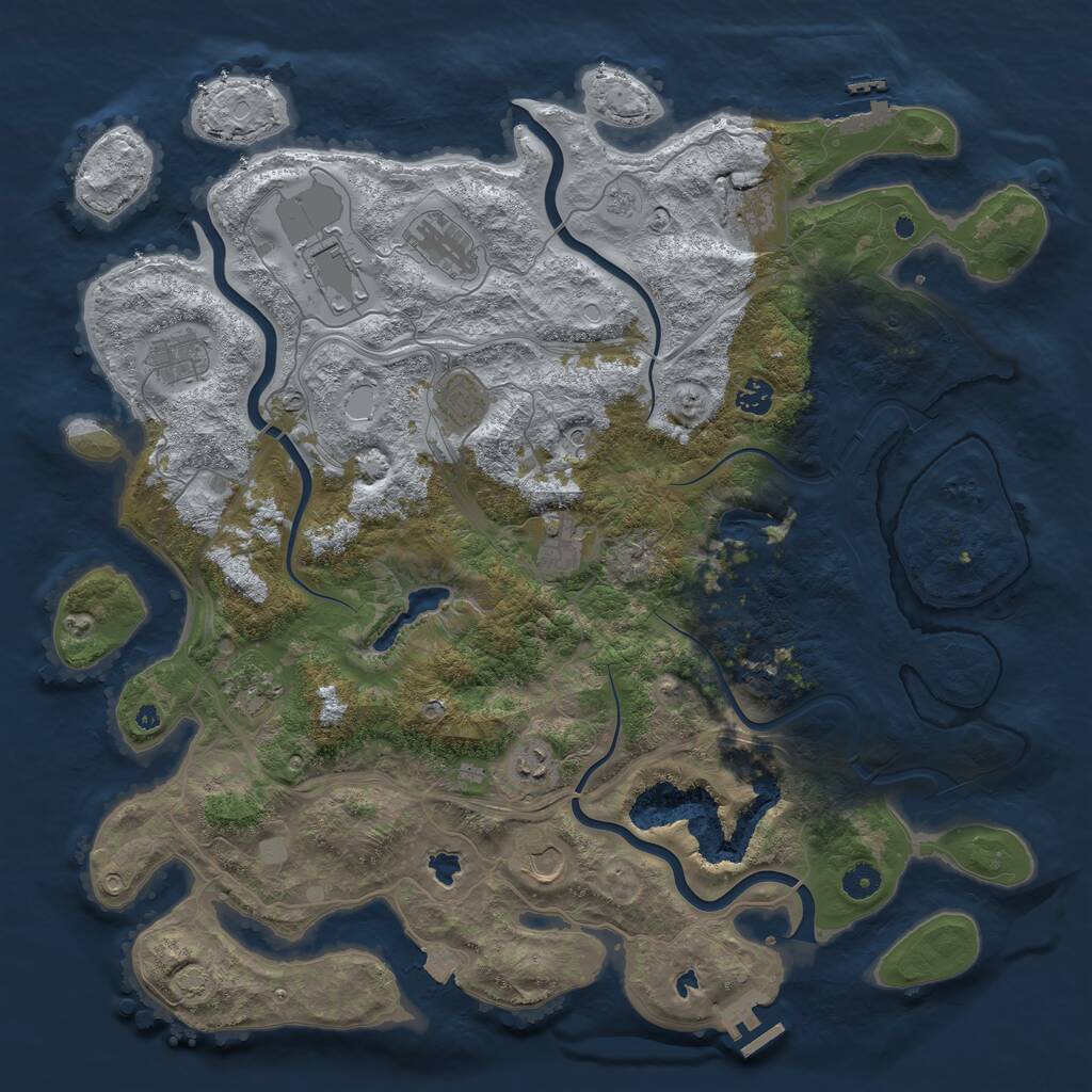 Rust Map: Procedural Map, Size: 4500, Seed: 527962823, 17 Monuments