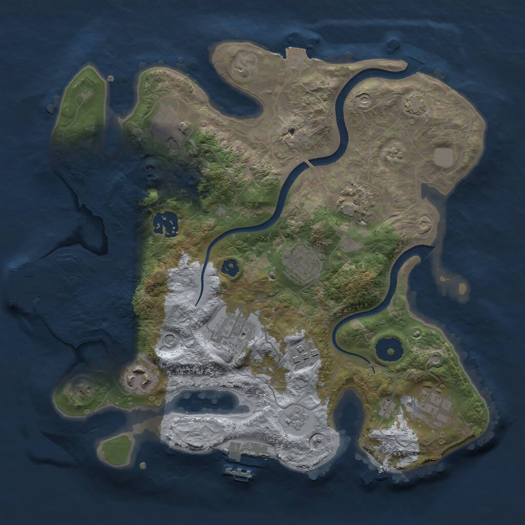Rust Map: Procedural Map, Size: 3000, Seed: 1541837343, 14 Monuments