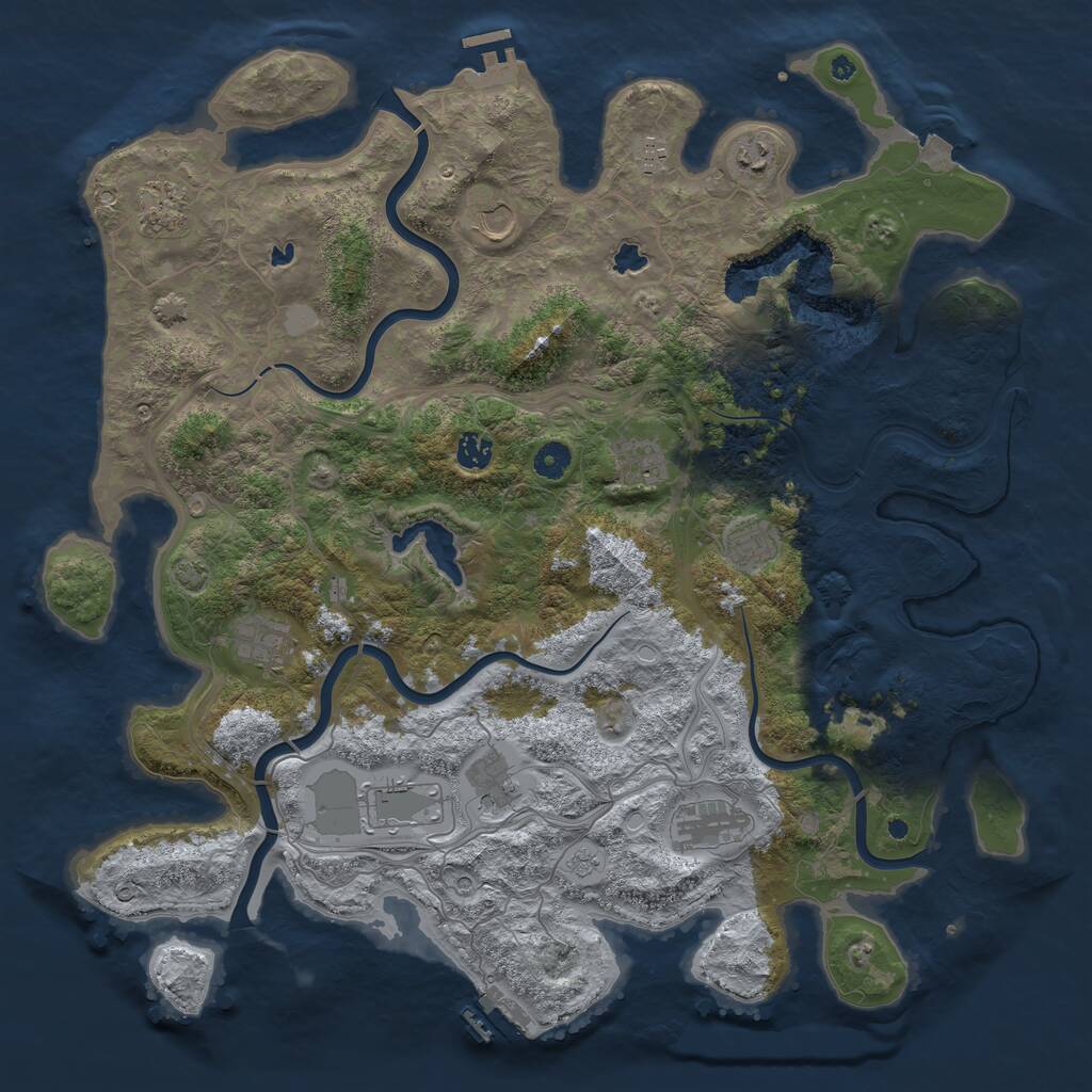 Rust Map: Procedural Map, Size: 4500, Seed: 430568406, 17 Monuments