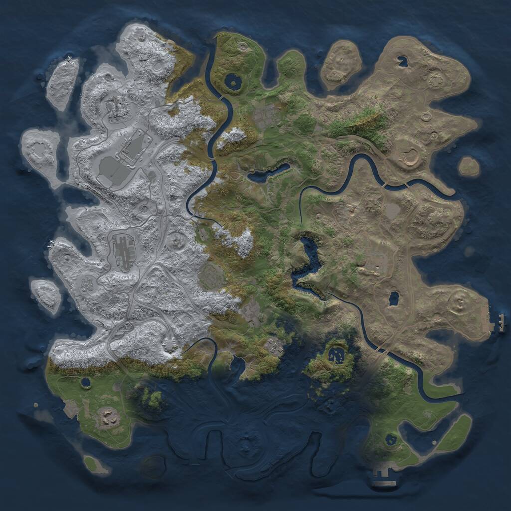 Rust Map: Procedural Map, Size: 4500, Seed: 1965243947, 17 Monuments