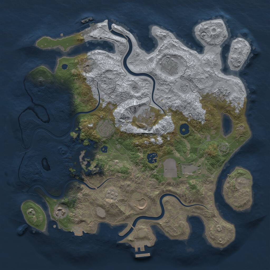 Rust Map: Procedural Map, Size: 3750, Seed: 1089228069, 16 Monuments