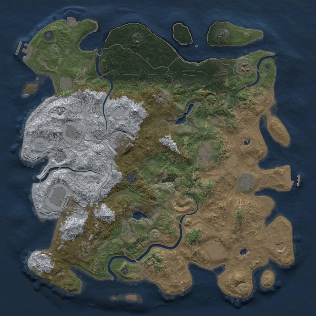Rust Map: Procedural Map, Size: 4500, Seed: 1954414357, 19 Monuments