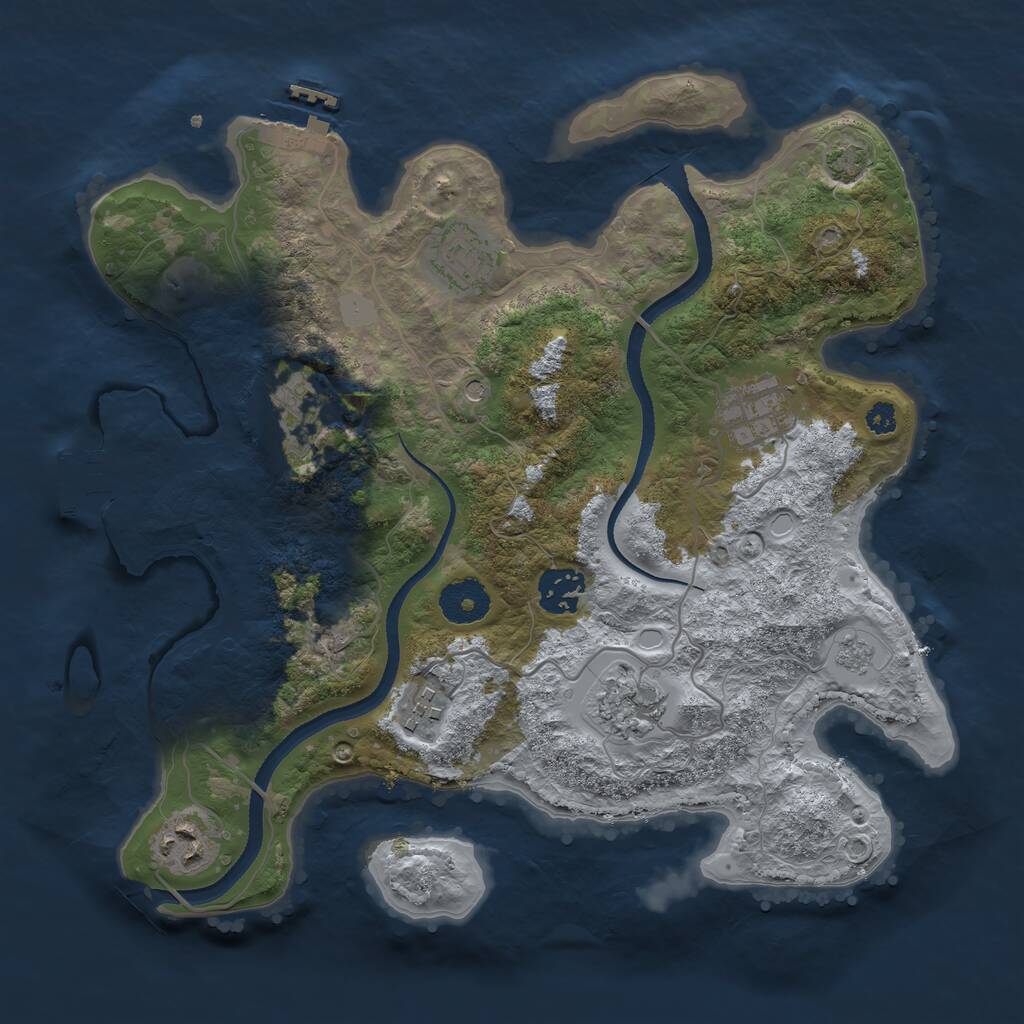 Rust Map: Procedural Map, Size: 3250, Seed: 1365734739, 13 Monuments