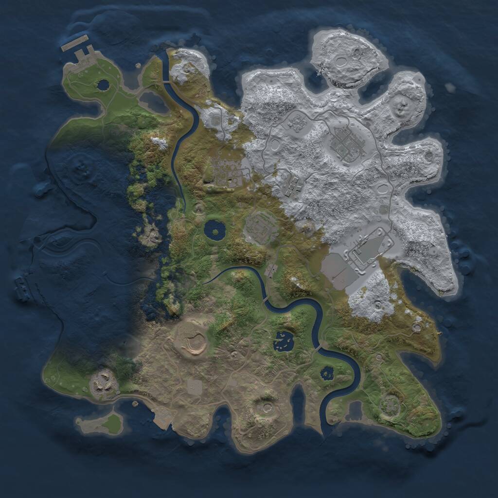 Rust Map: Procedural Map, Size: 3500, Seed: 653448157, 14 Monuments