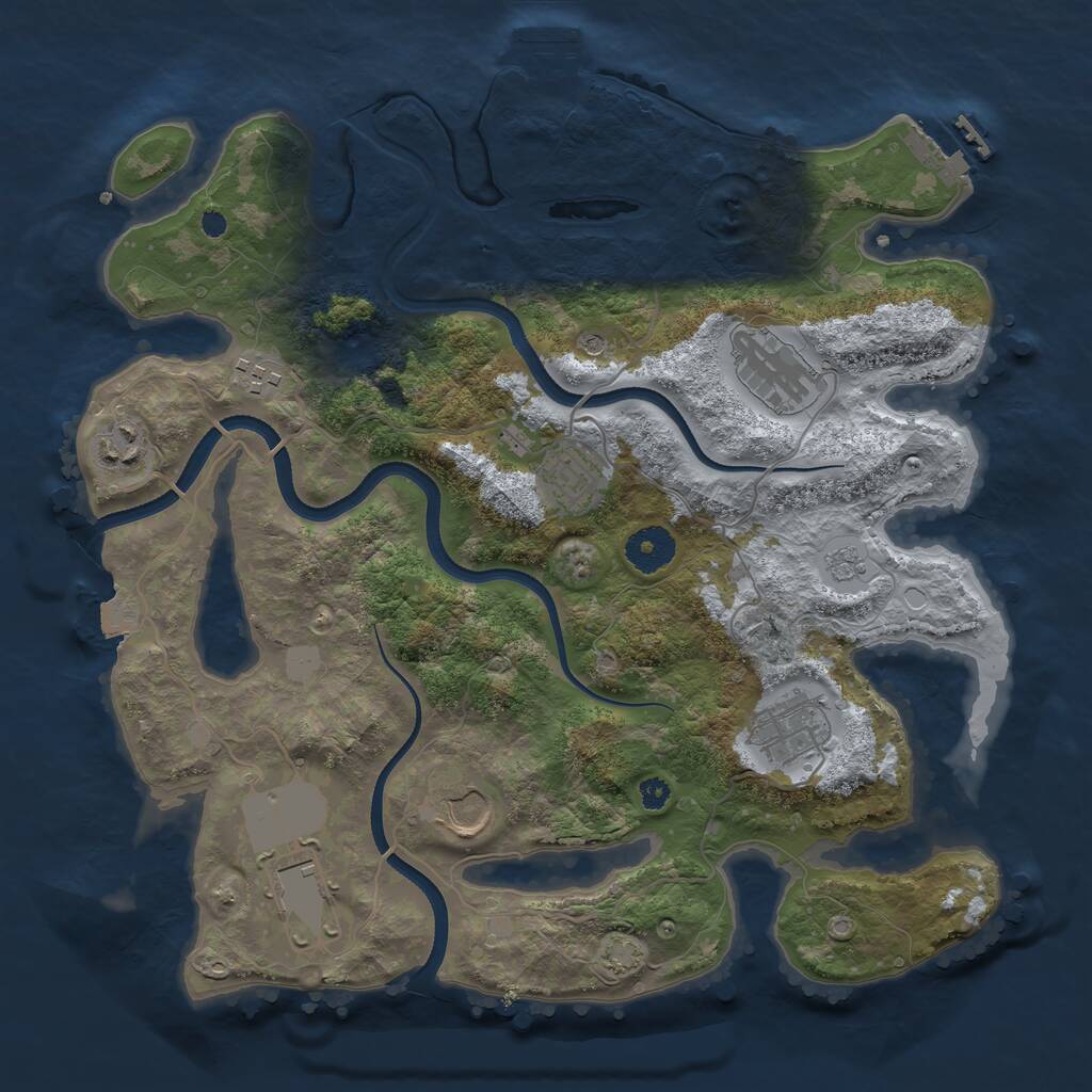 Rust Map: Procedural Map, Size: 3500, Seed: 1172746814, 13 Monuments