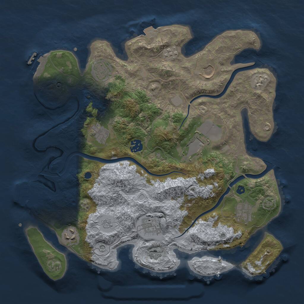 Rust Map: Procedural Map, Size: 3500, Seed: 65142, 15 Monuments
