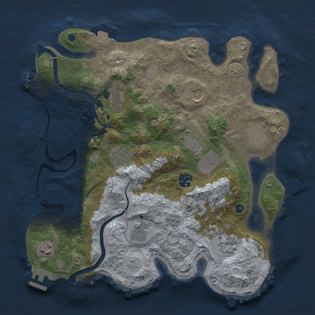 Rust Map: Procedural Map, Size: 3500, Seed: 376503120, 16 Monuments