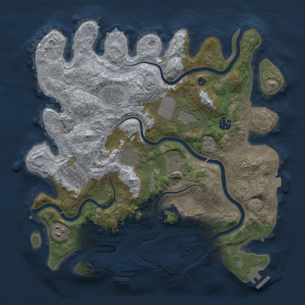 Rust Map: Procedural Map, Size: 3700, Seed: 1965738211, 14 Monuments