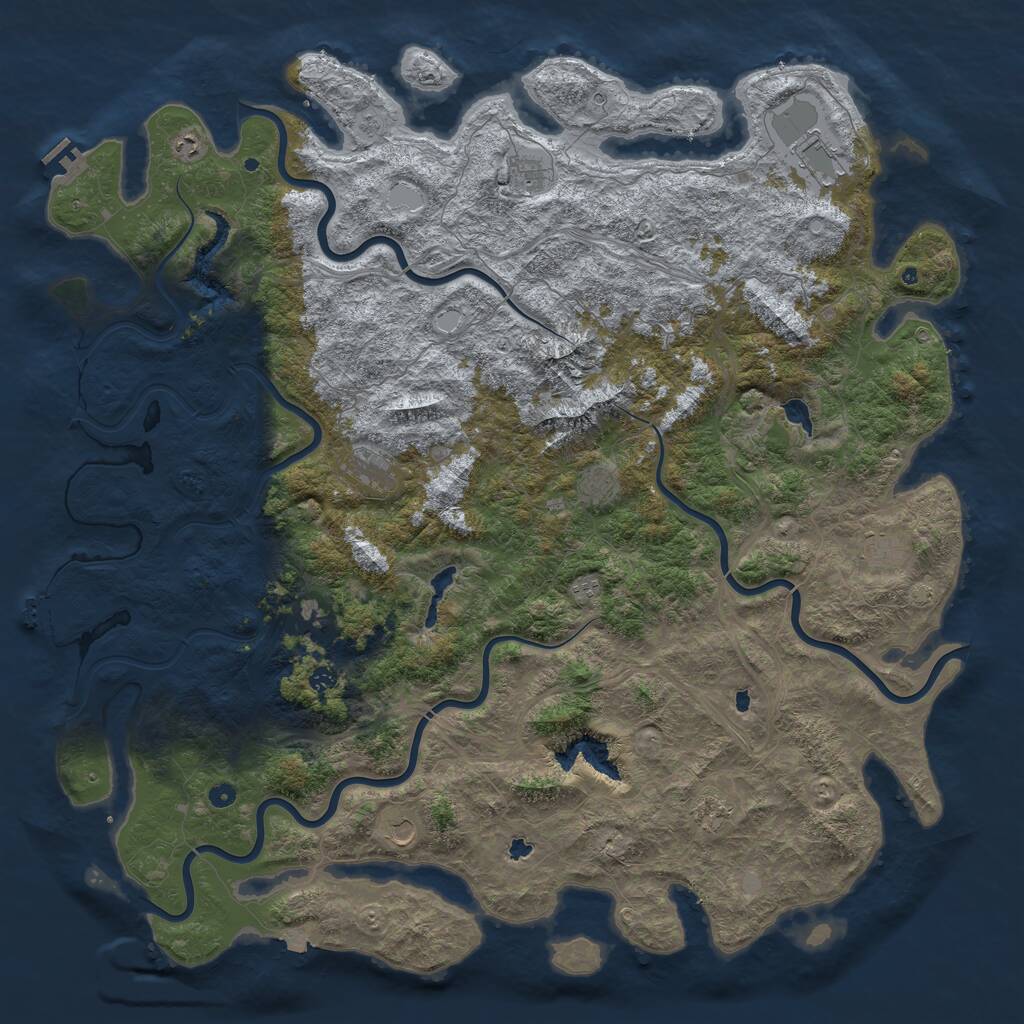 Rust Map: Procedural Map, Size: 6000, Seed: 1197216888, 17 Monuments