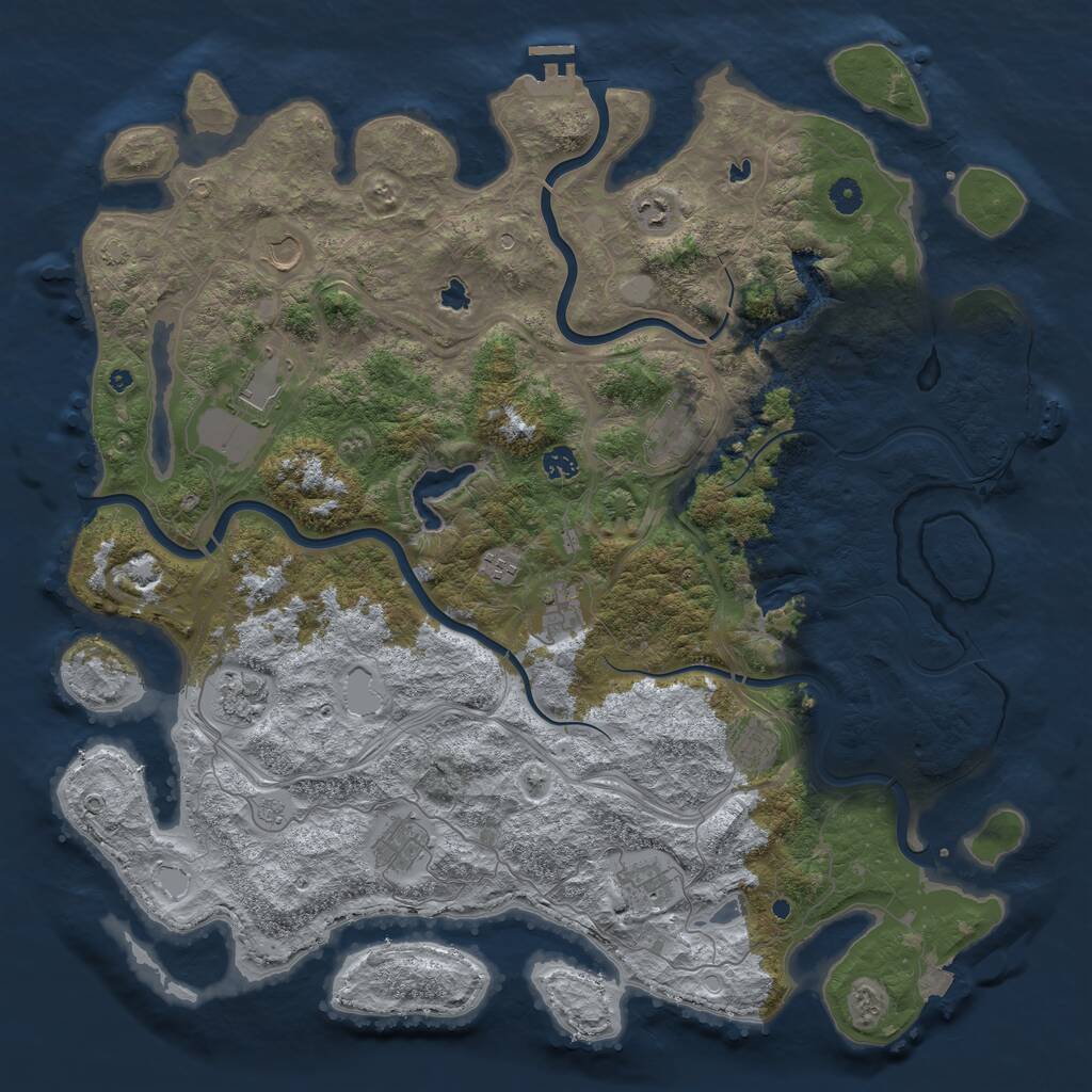 Rust Map: Procedural Map, Size: 4800, Seed: 357185128, 17 Monuments