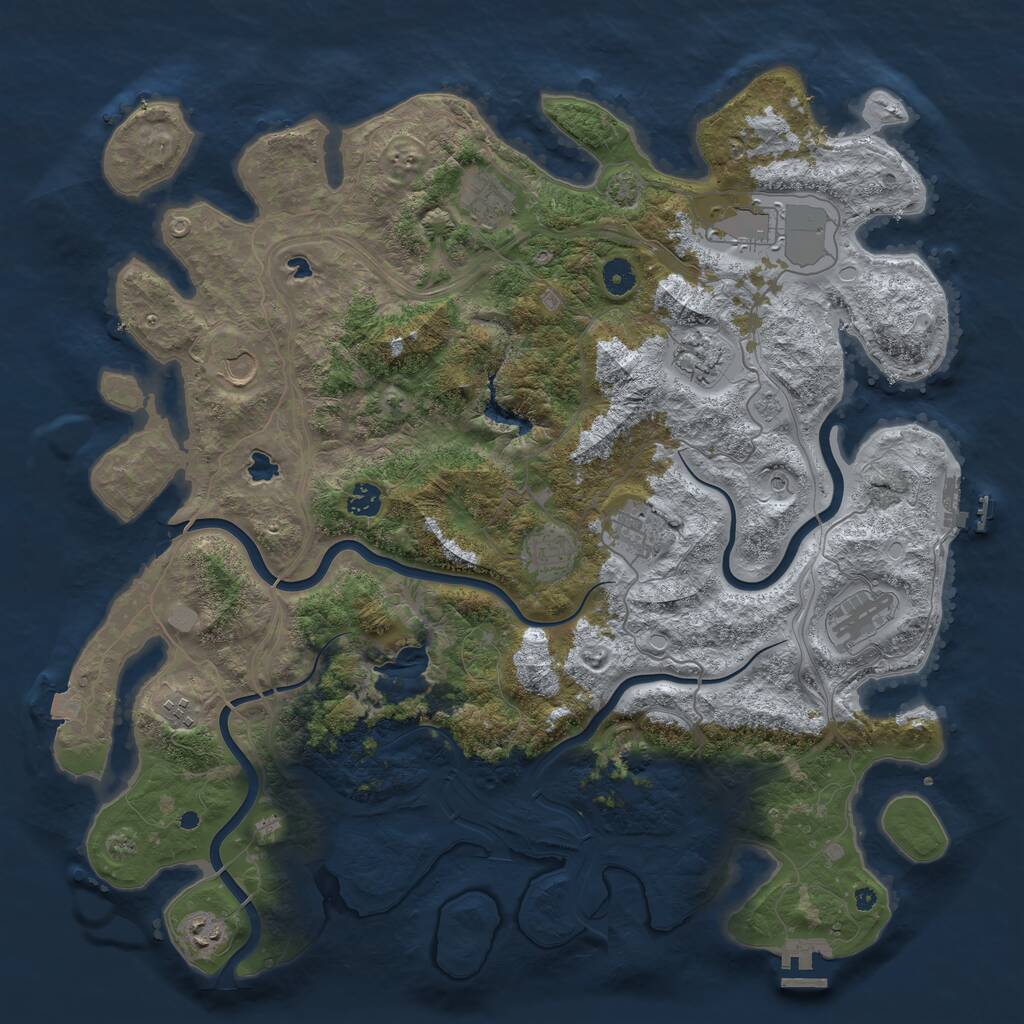 Rust Map: Procedural Map, Size: 4500, Seed: 32750439, 16 Monuments