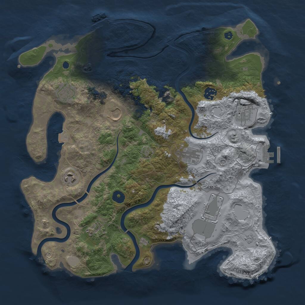 Rust Map: Procedural Map, Size: 3700, Seed: 64222034, 15 Monuments