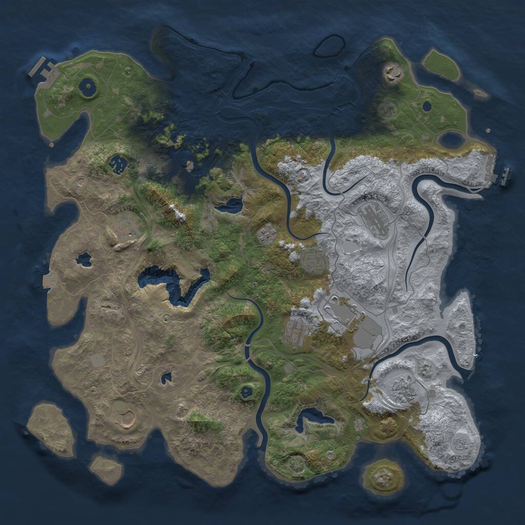 Rust Map: Procedural Map, Size: 4500, Seed: 111479022, 17 Monuments
