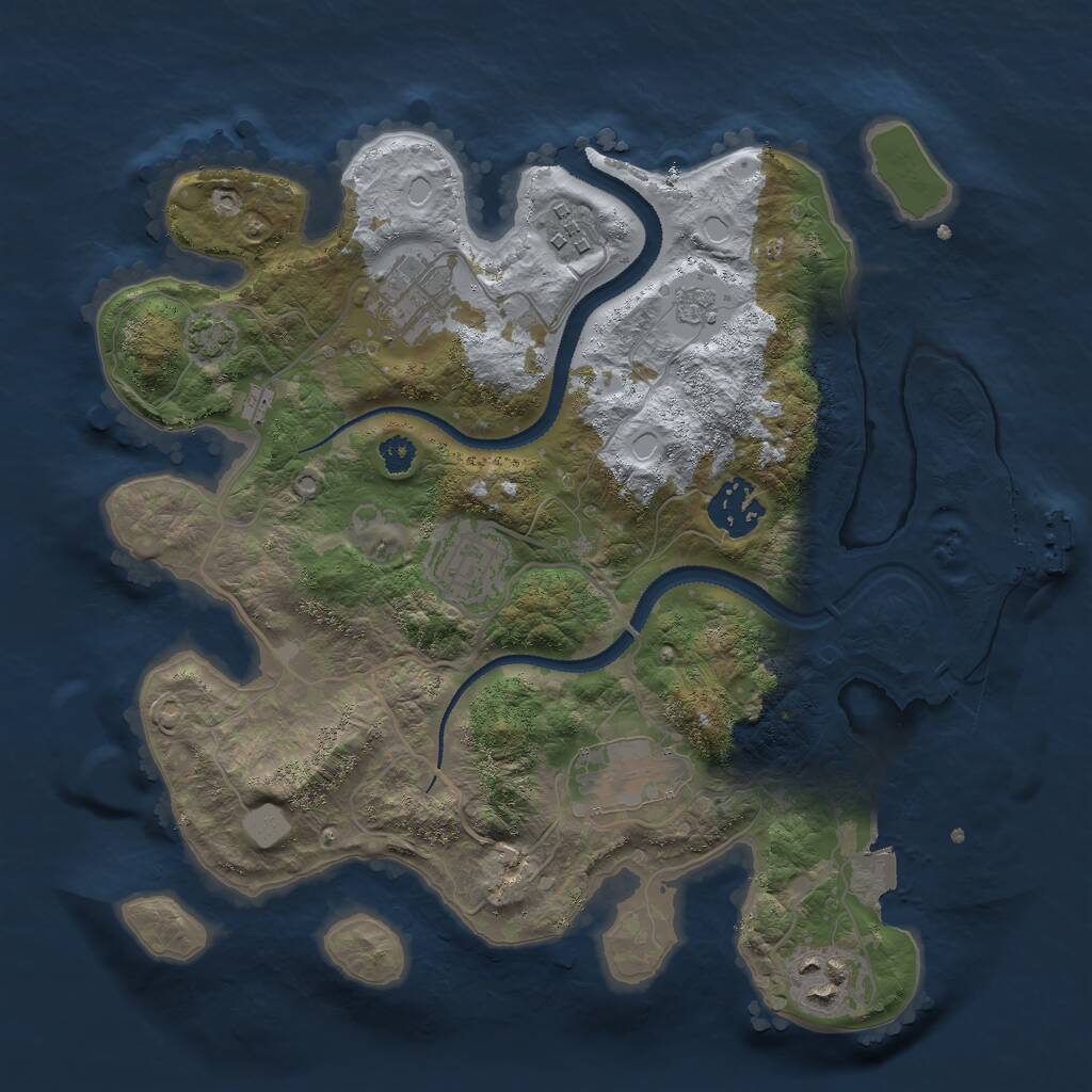 Rust Map: Procedural Map, Size: 3000, Seed: 1598222201, 10 Monuments
