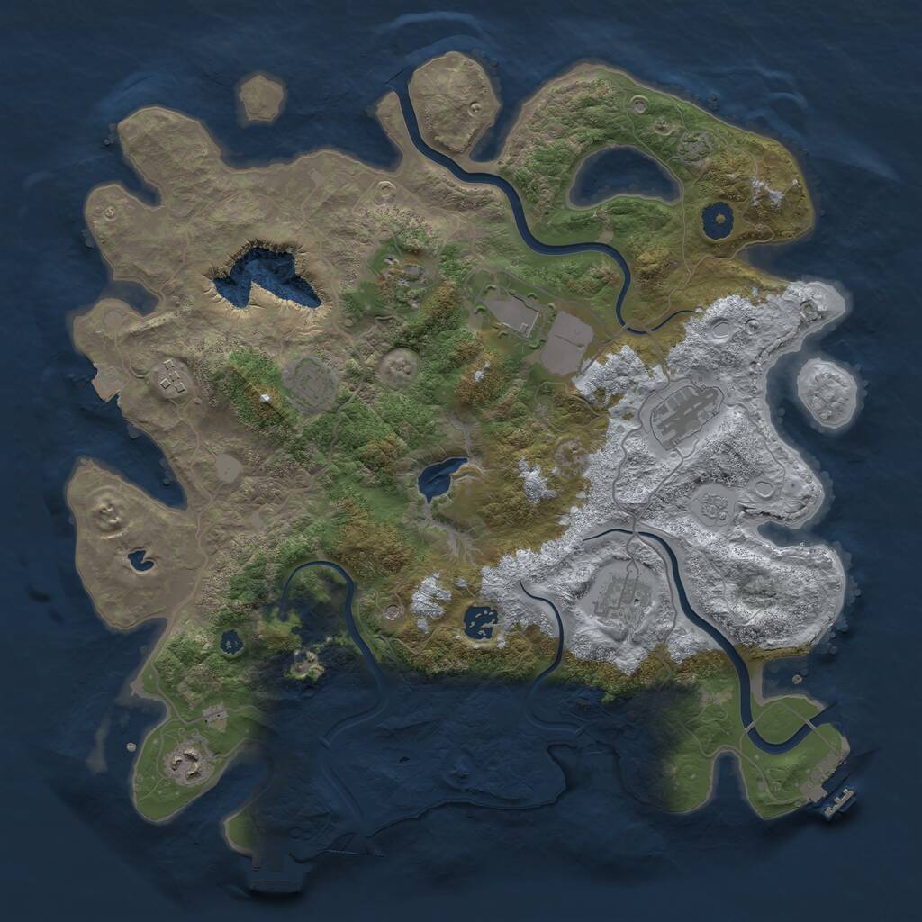 Rust Map: Procedural Map, Size: 4000, Seed: 702797893, 14 Monuments