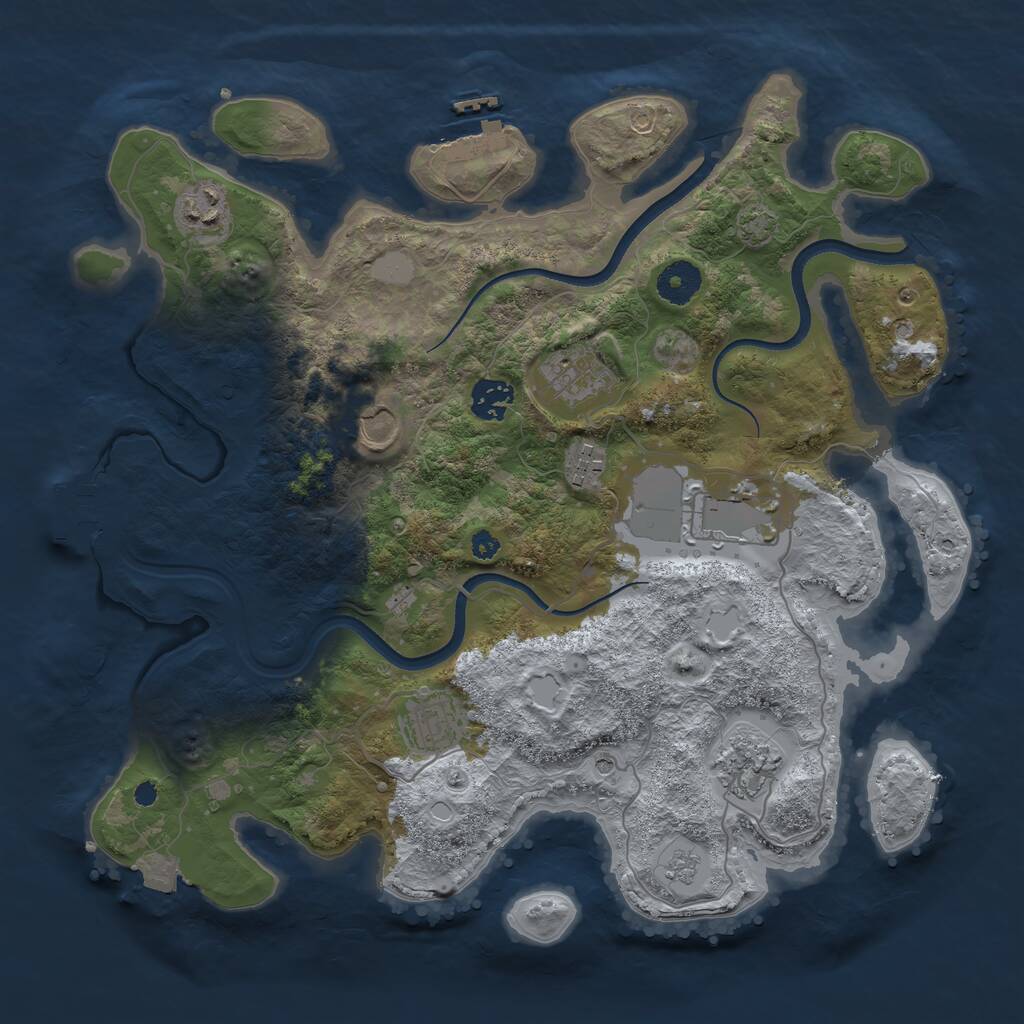 Rust Map: Procedural Map, Size: 3600, Seed: 328568, 14 Monuments