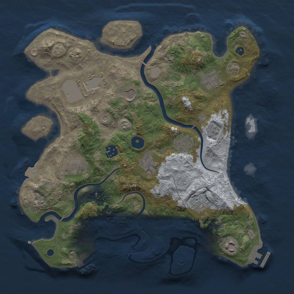 Rust Map: Procedural Map, Size: 3500, Seed: 2146177183, 16 Monuments