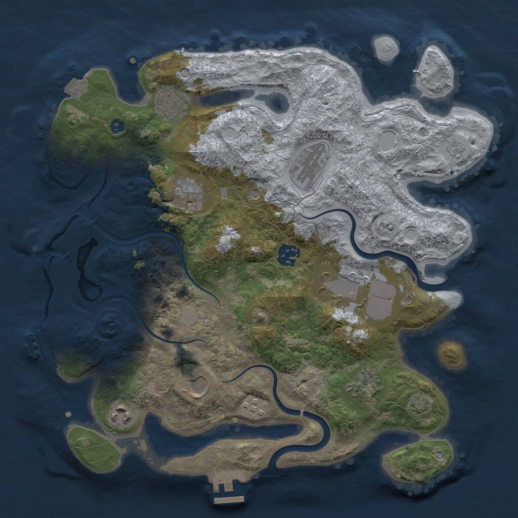 Rust Map: Procedural Map, Size: 3500, Seed: 915251124, 15 Monuments