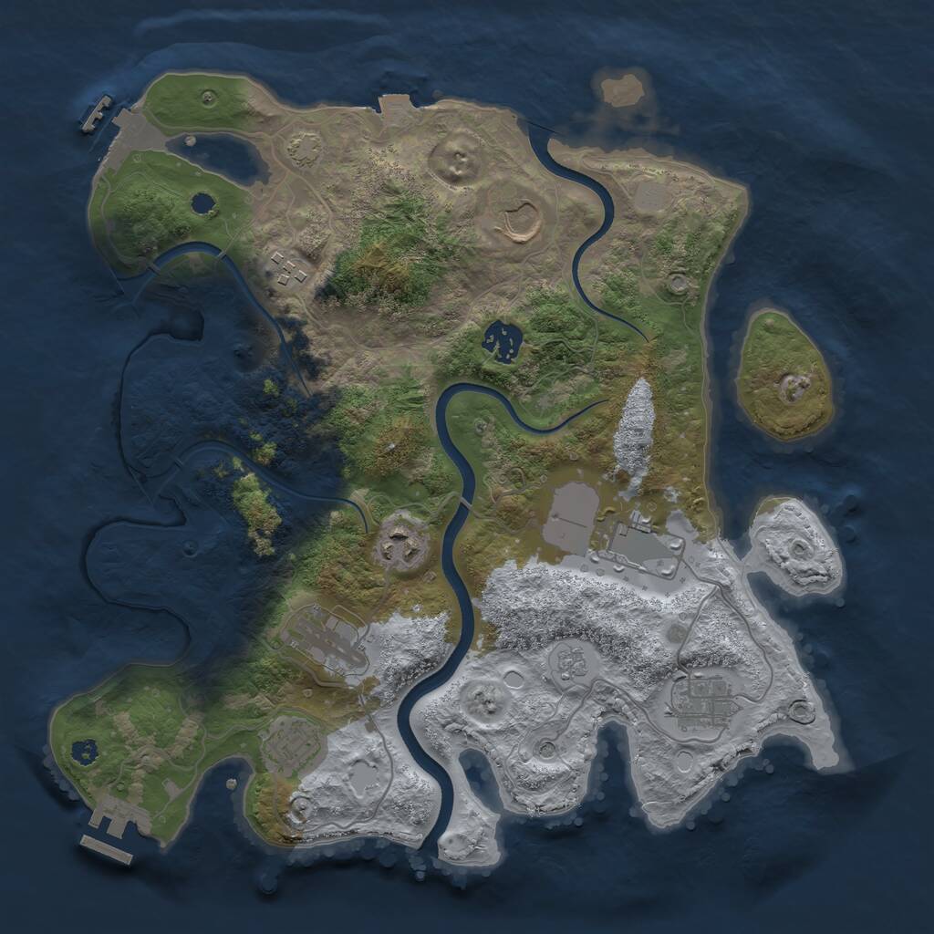 Rust Map: Procedural Map, Size: 3500, Seed: 951472420, 14 Monuments
