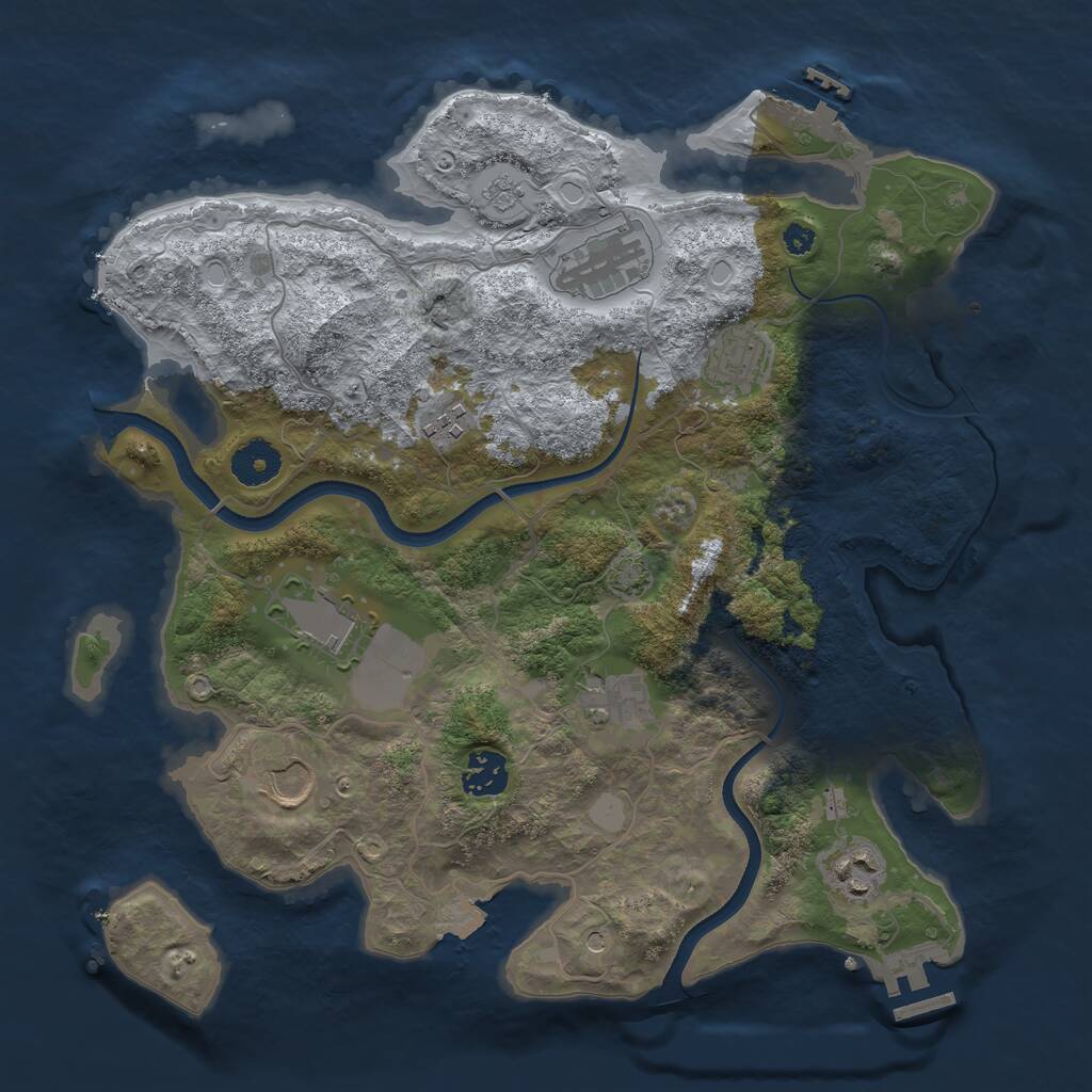 Rust Map: Procedural Map, Size: 3500, Seed: 79144081, 14 Monuments