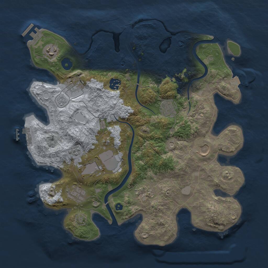 Rust Map: Procedural Map, Size: 3510, Seed: 1105971531, 15 Monuments