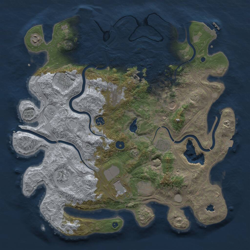 Rust Map: Procedural Map, Size: 4250, Seed: 1181009408, 16 Monuments