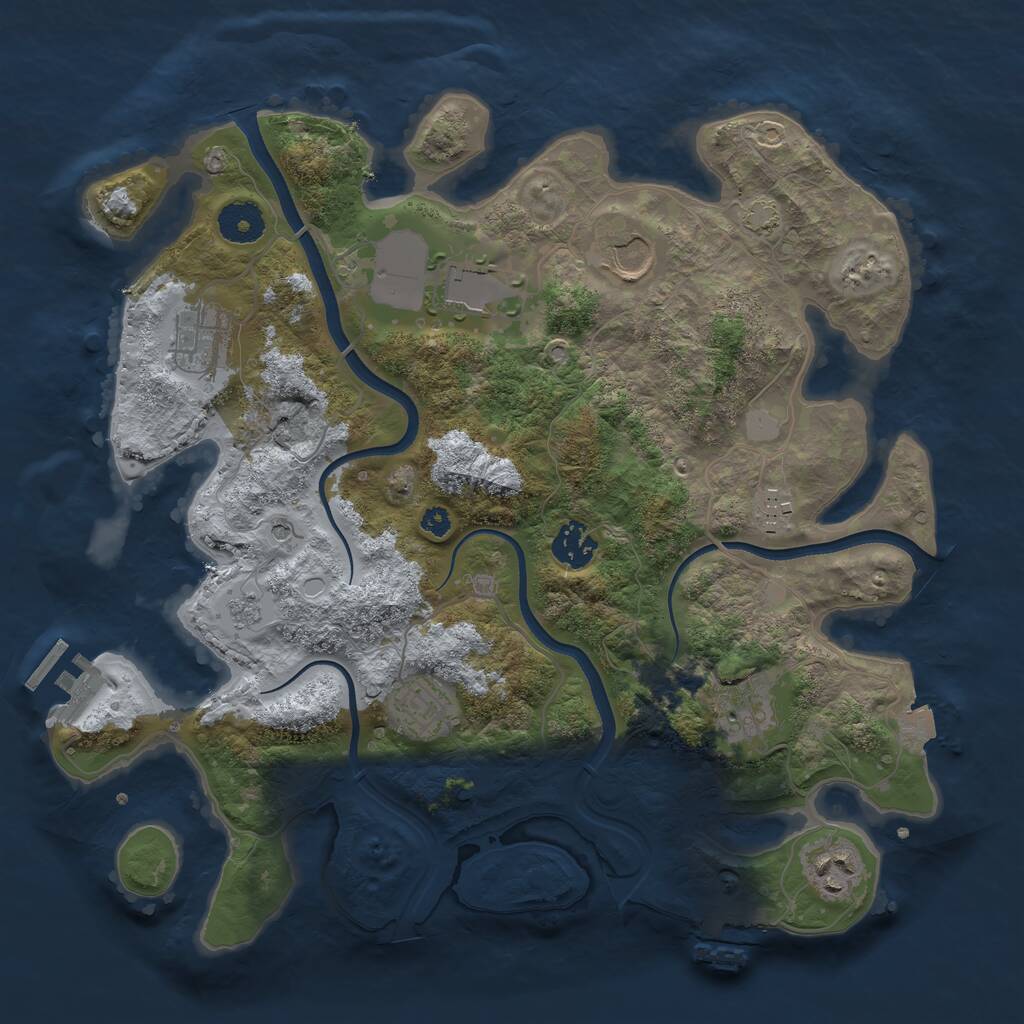 Rust Map: Procedural Map, Size: 3500, Seed: 77916477, 14 Monuments