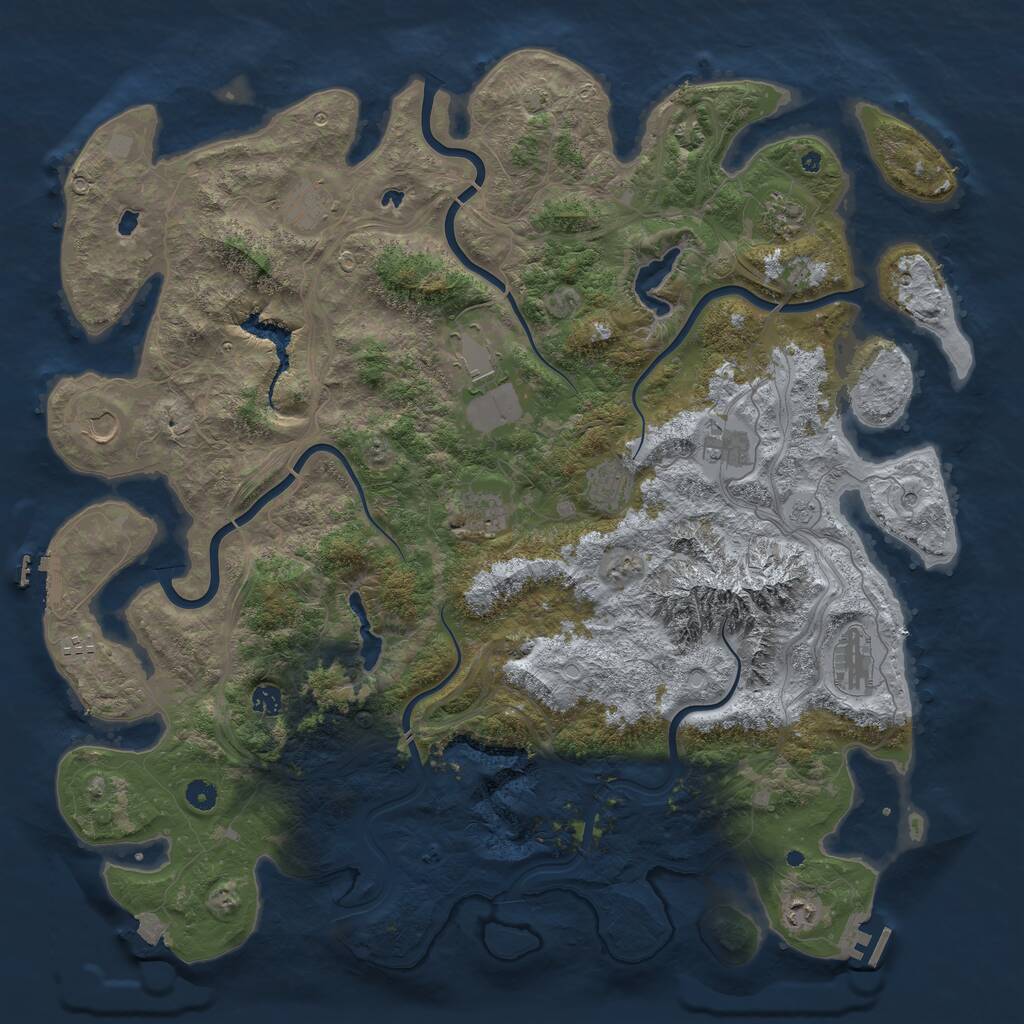 Rust Map: Procedural Map, Size: 5000, Seed: 677723995, 17 Monuments