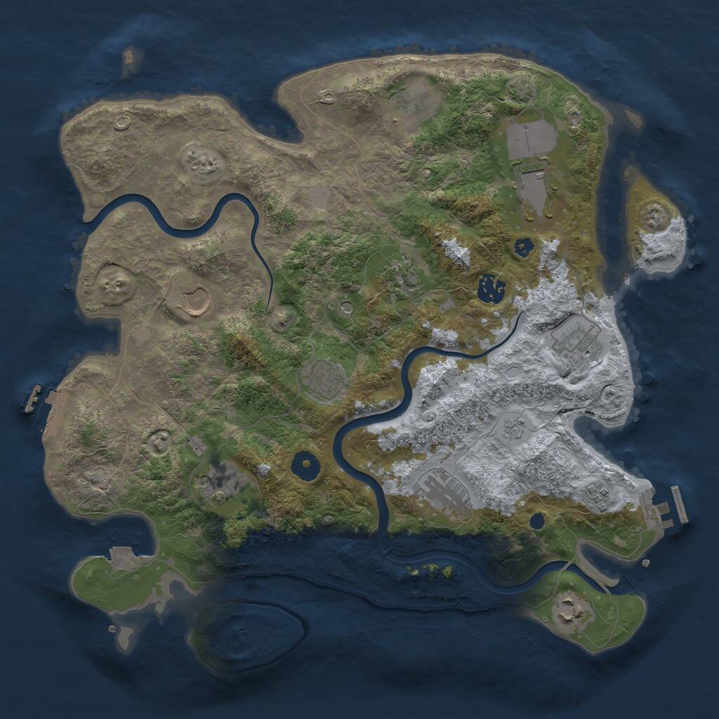 Rust Map: Procedural Map, Size: 3750, Seed: 1092492144, 17 Monuments