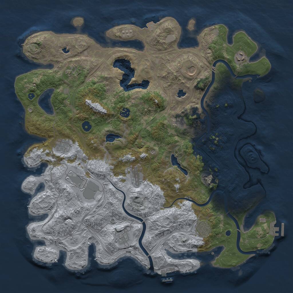 Rust Map: Procedural Map, Size: 4500, Seed: 784067270, 17 Monuments