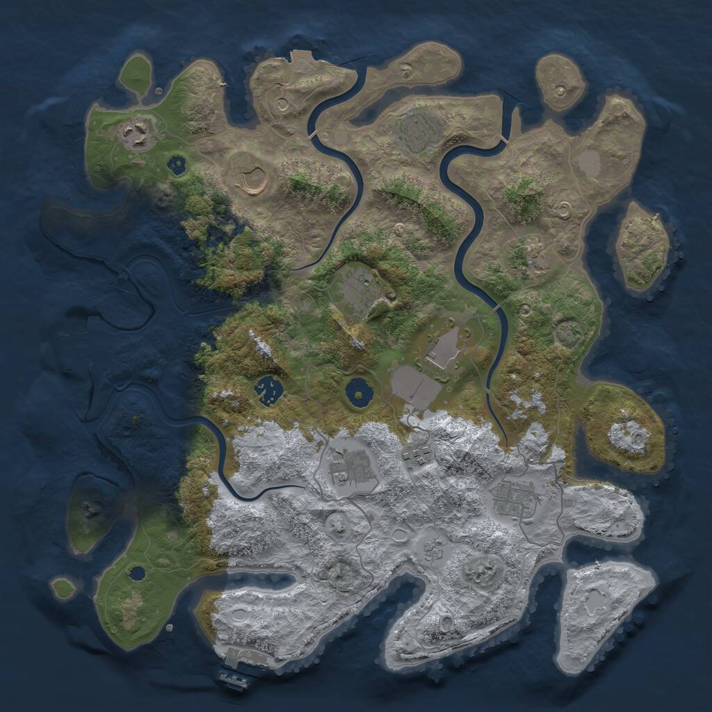 Rust Map: Procedural Map, Size: 3850, Seed: 631951799, 16 Monuments
