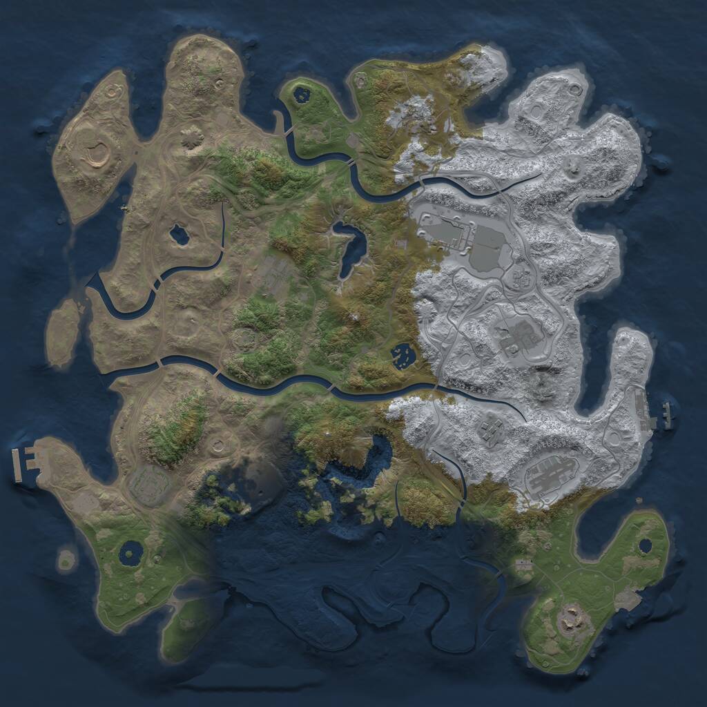 Rust Map: Procedural Map, Size: 4250, Seed: 2141602913, 17 Monuments