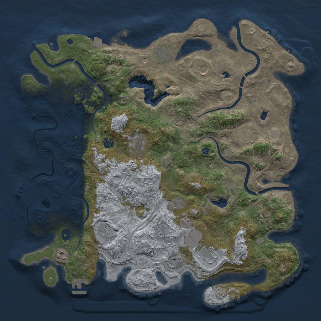 Rust Map: Procedural Map, Size: 4500, Seed: 999238133, 17 Monuments