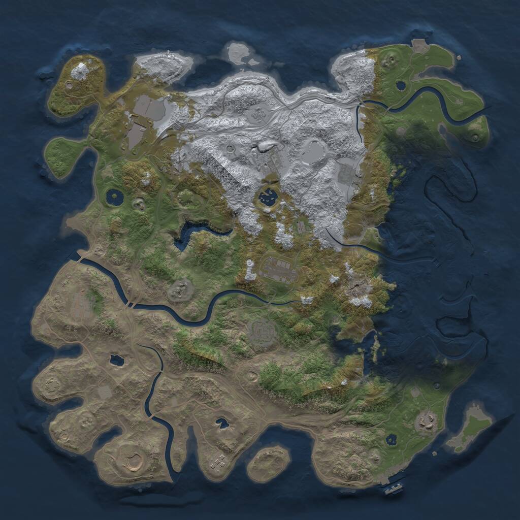 Rust Map: Procedural Map, Size: 4500, Seed: 1807323501, 17 Monuments