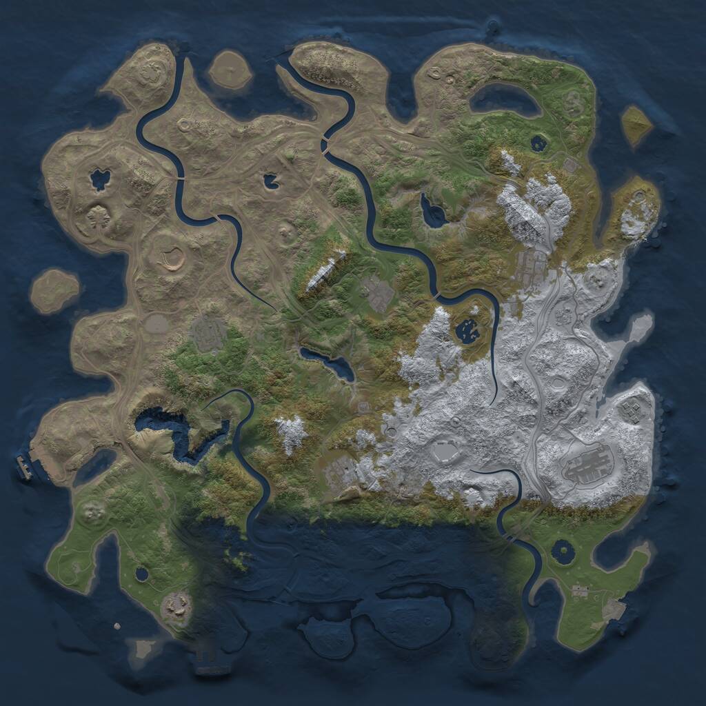 Rust Map: Procedural Map, Size: 4500, Seed: 16384, 15 Monuments