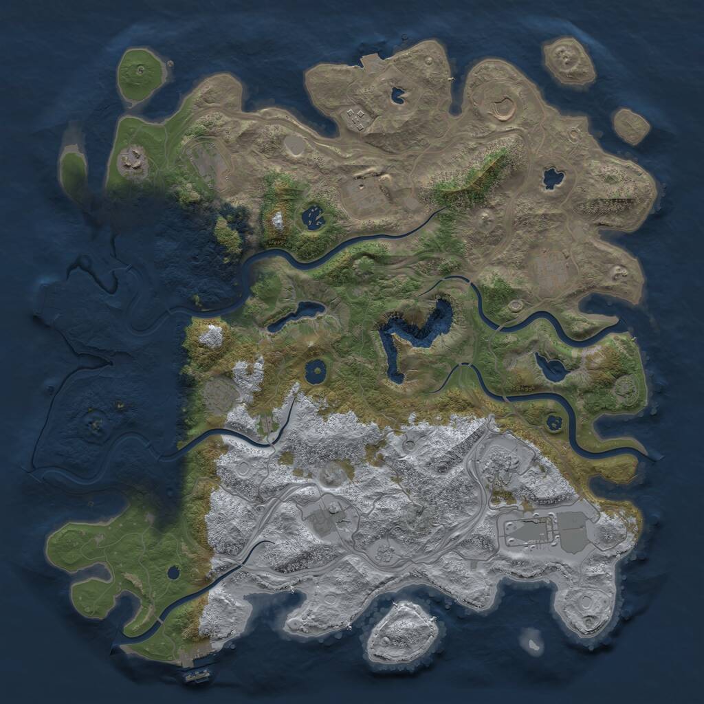 Rust Map: Procedural Map, Size: 4500, Seed: 1293949871, 17 Monuments