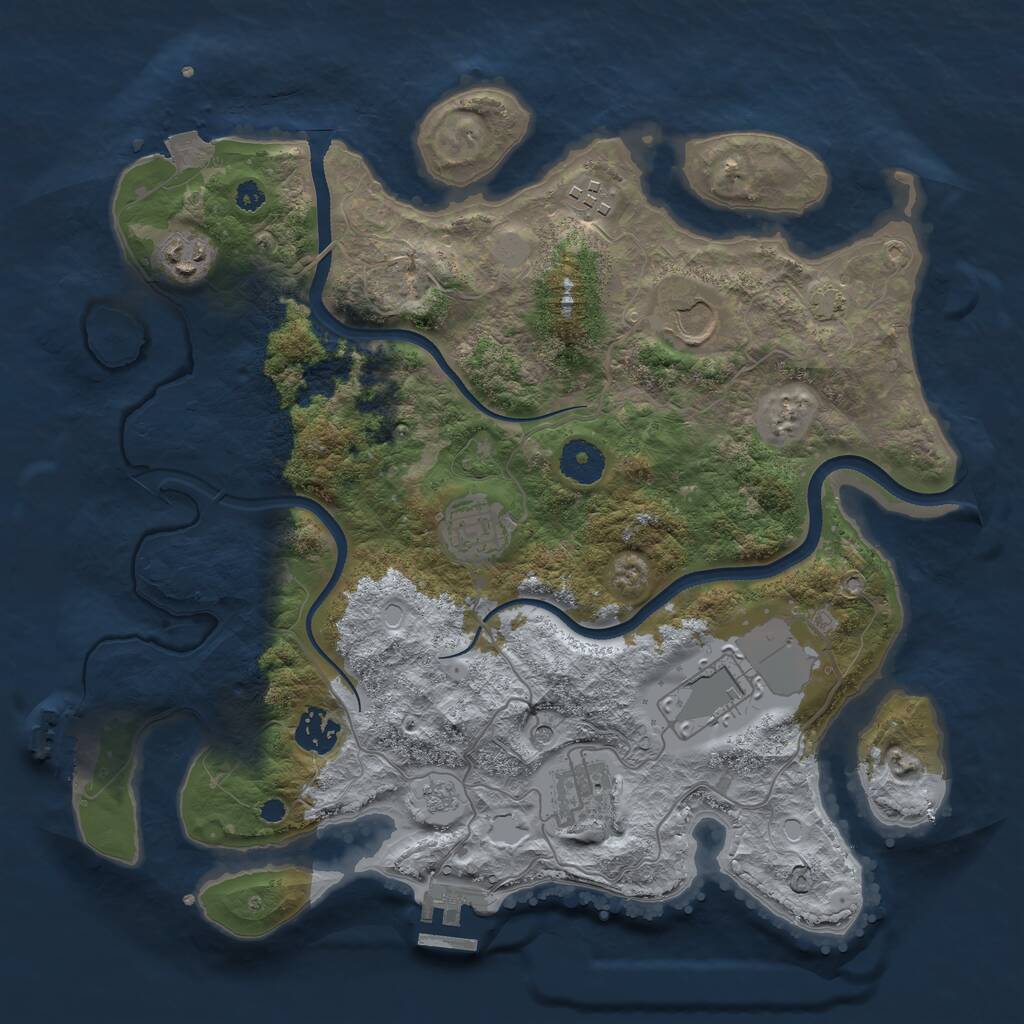 Rust Map: Procedural Map, Size: 3500, Seed: 109222557, 13 Monuments