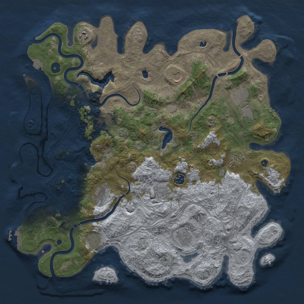 Rust Map: Procedural Map, Size: 4500, Seed: 915994185, 16 Monuments