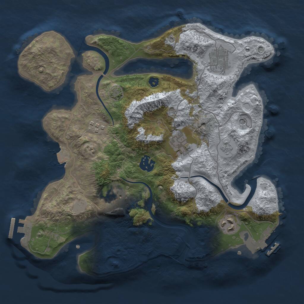 Rust Map: Procedural Map, Size: 3000, Seed: 1199215907, 12 Monuments