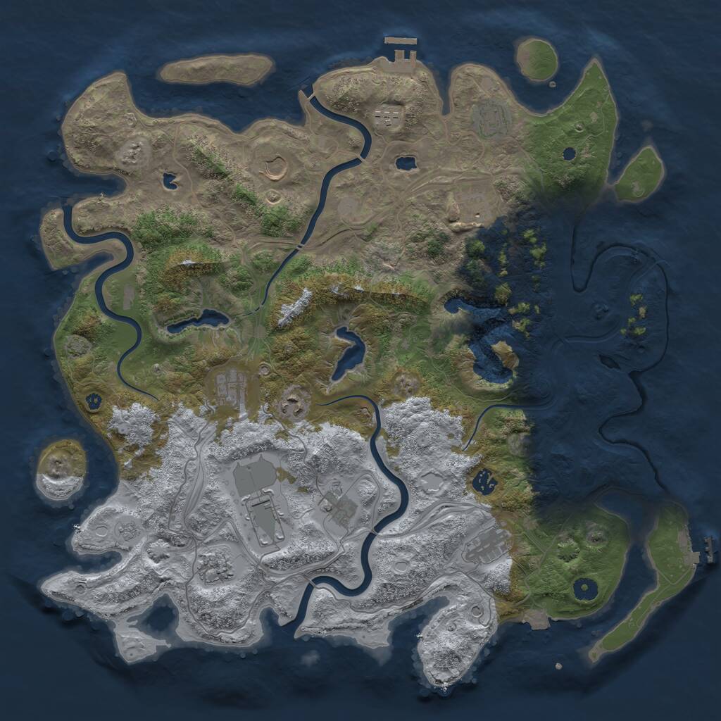 Rust Map: Procedural Map, Size: 4500, Seed: 1083537771, 17 Monuments