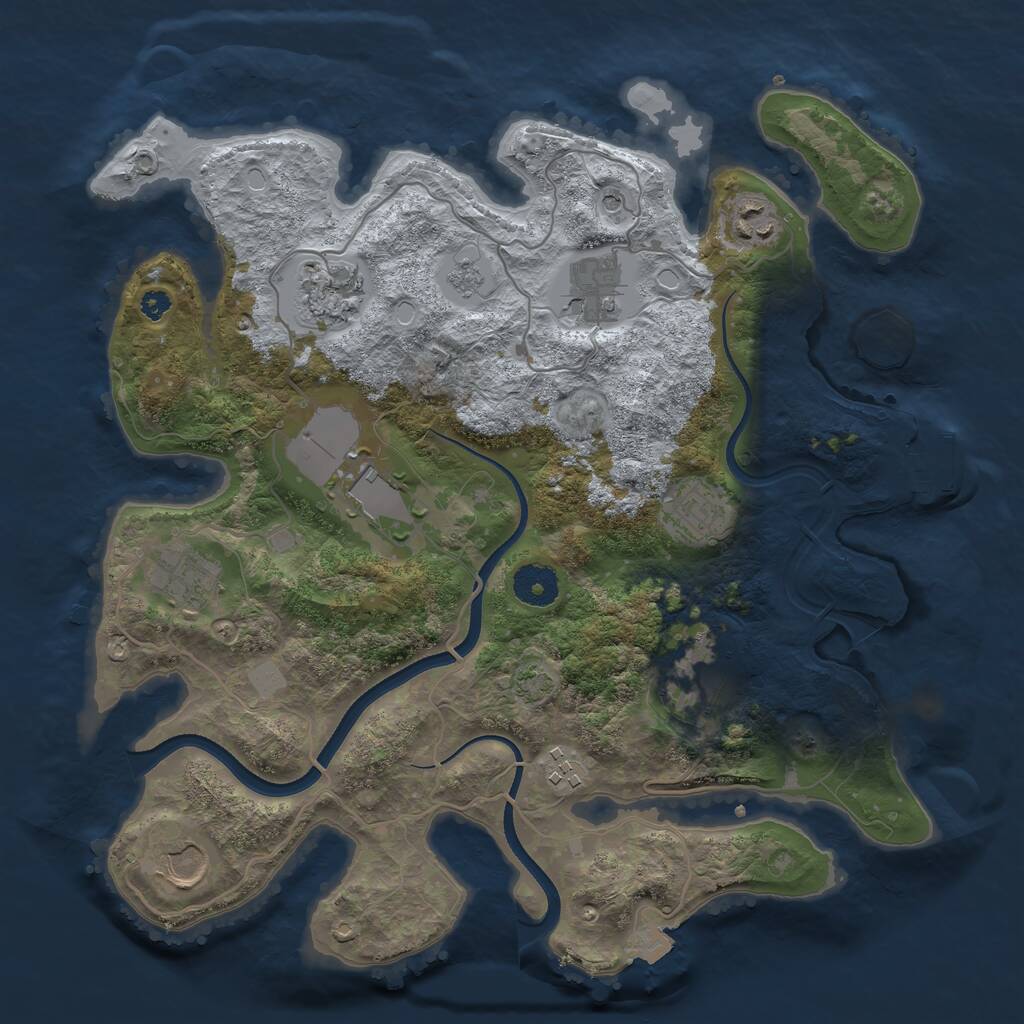 Rust Map: Procedural Map, Size: 3500, Seed: 1331988323, 14 Monuments