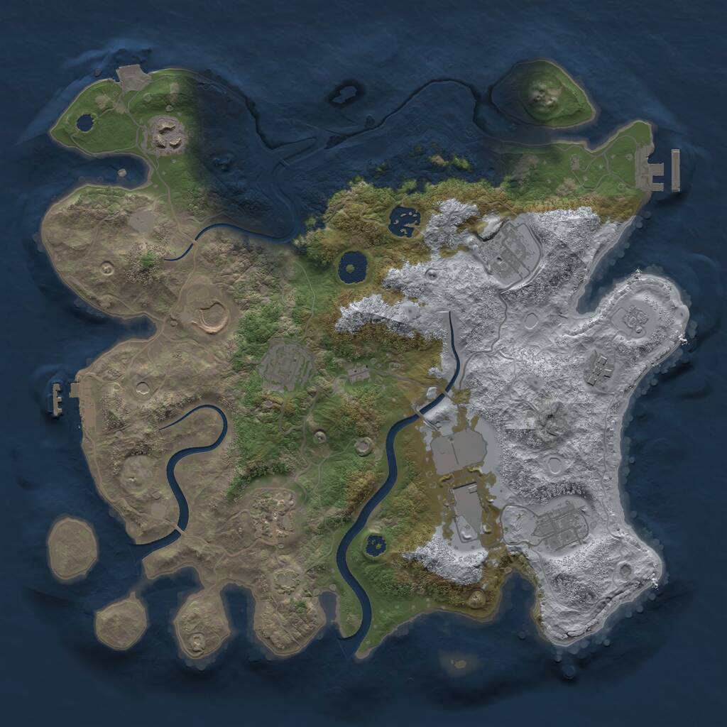 Rust Map: Procedural Map, Size: 3500, Seed: 206614845, 15 Monuments