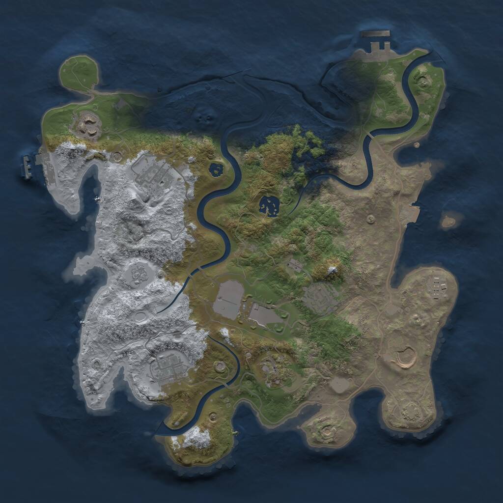 Rust Map: Procedural Map, Size: 3500, Seed: 864221, 15 Monuments