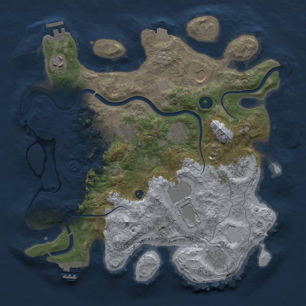 Rust Map: Procedural Map, Size: 3500, Seed: 651265451, 14 Monuments