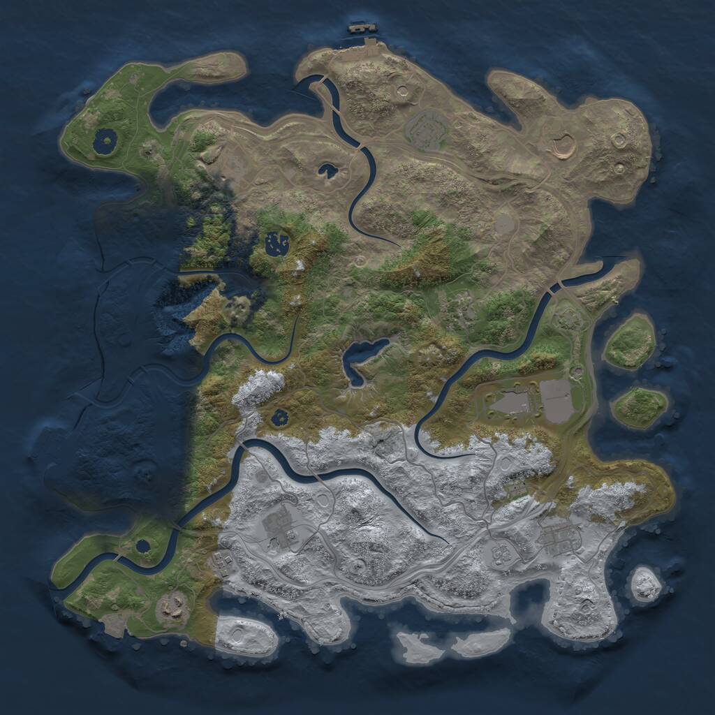 Rust Map: Procedural Map, Size: 4250, Seed: 756704294, 16 Monuments