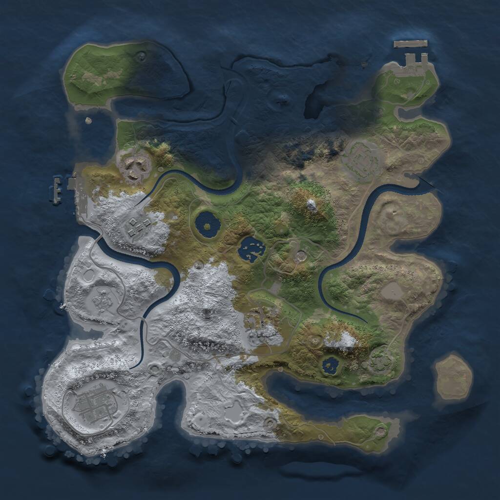 Rust Map: Procedural Map, Size: 3000, Seed: 25896, 12 Monuments