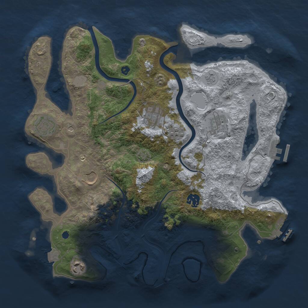 Rust Map: Procedural Map, Size: 3500, Seed: 41237983, 13 Monuments