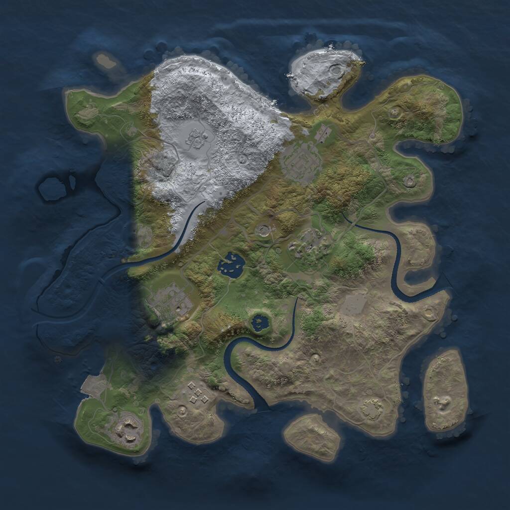 Rust Map: Procedural Map, Size: 3000, Seed: 1960615247, 10 Monuments